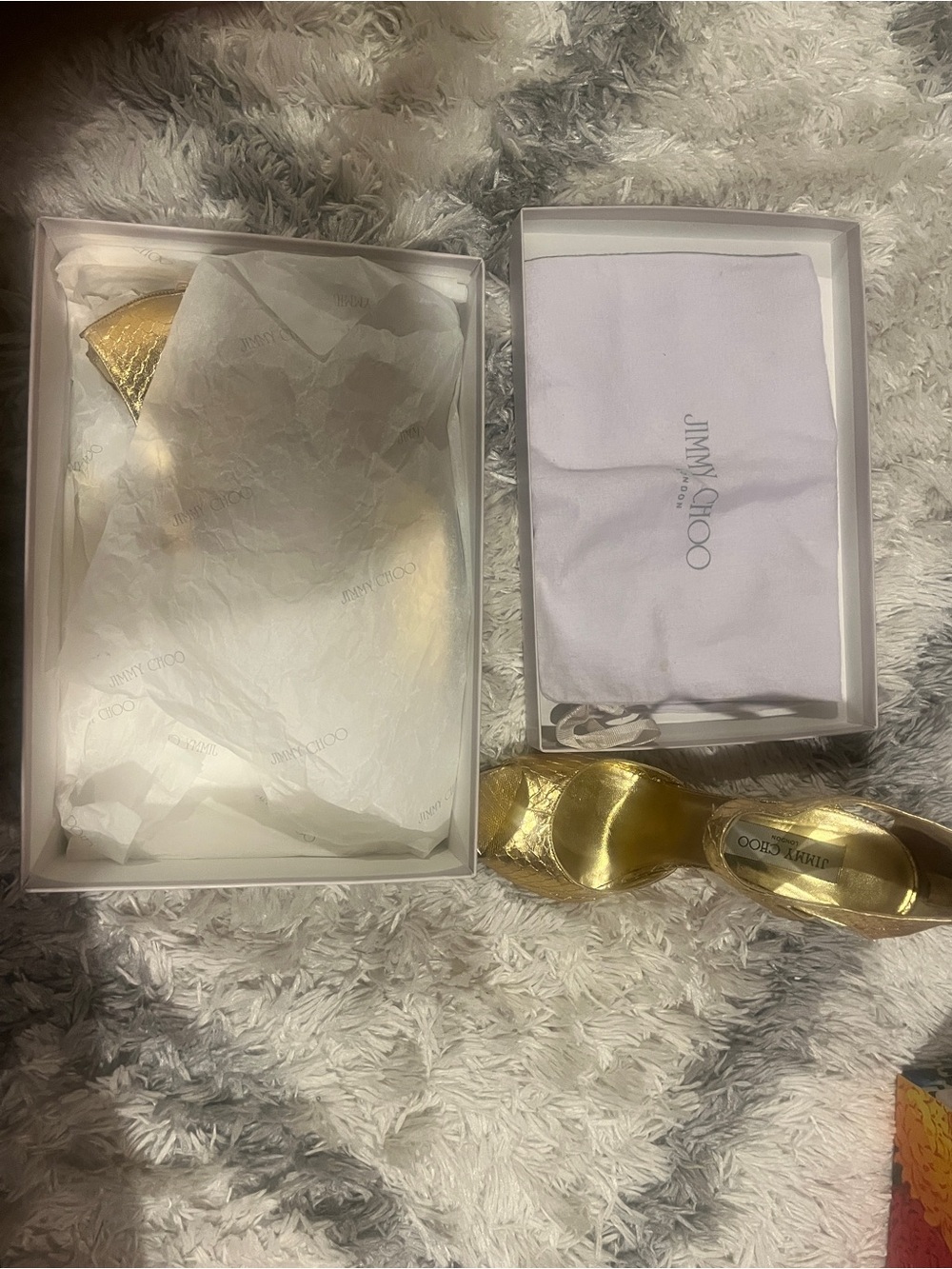 Jimmy Choo Gold Metallic Slide Sandals